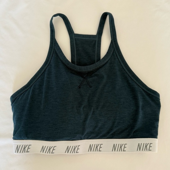 Nike Women’s Dri-FIT Swoosh Padded Medium Support Sports Bra Heathered Gray/Blue - Picture 4 of 11
